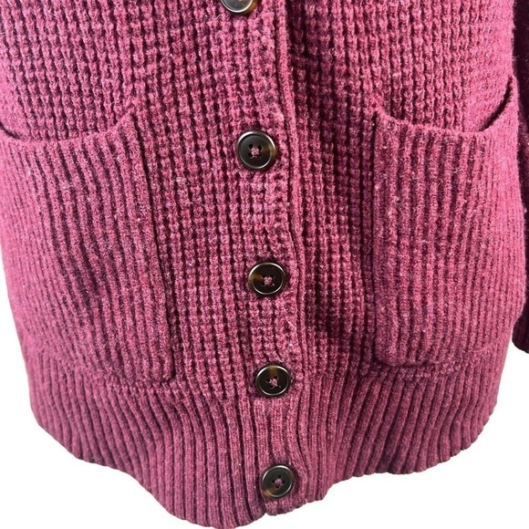 Madewell Maroon Waffle Knit Merino Wool Cardigan Sweater Size S - Picture 4 of 12